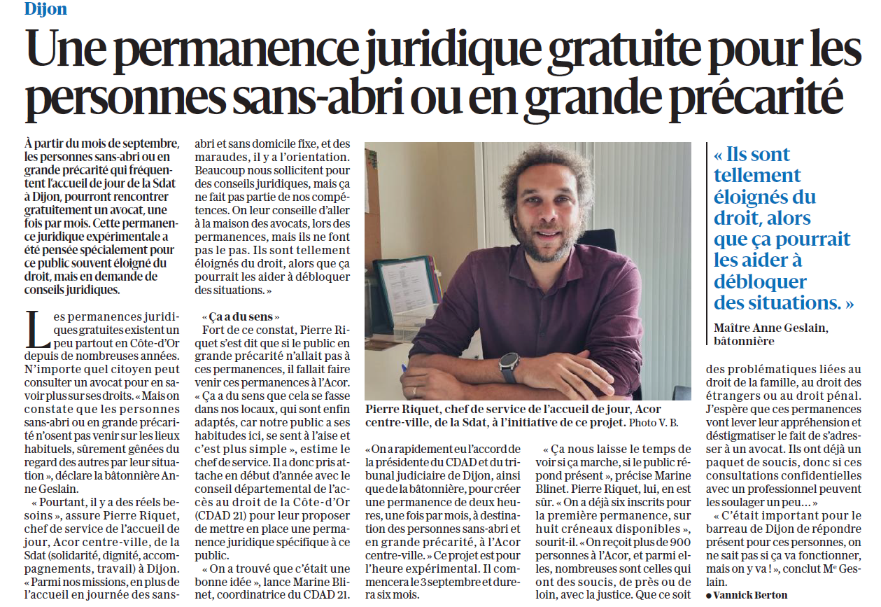 Pierre Riquet, chef de service de l’accueil de jour, Acor-centre-ville, à l’initiative de ce projet.